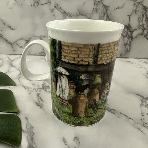 Dunoon Bone China Farmyard Cats Richard Parlis Coffee Mug Tabby White Cup - Picture 3 of 6
